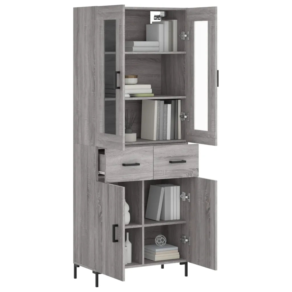 Credenza-Buffet-Armadio da cucina Grigio Sonoma 69,5x34x180 cm in Legno Multistrato 670295