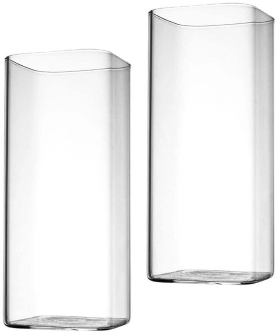 Set di bicchieri in vetro borosilicato da 350 ml - Confezione da 2 - Bicchieri quadrati - Vetro borosilicato - Resistenti al calore - Resistenti al lavastoviglie - Bicchieri per acqua