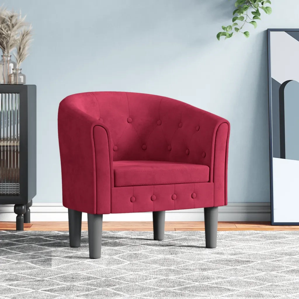 Divano Sedia-Poltrona Cabriolet Rosso Vino in Velluto 396943