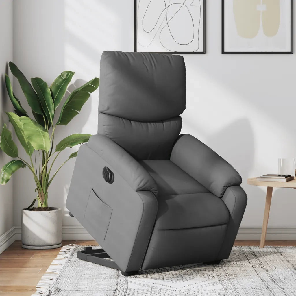 Poltrona | Sedia Relax Alzapersona Reclinabile Elettrica Grigio Scuro Tessuto