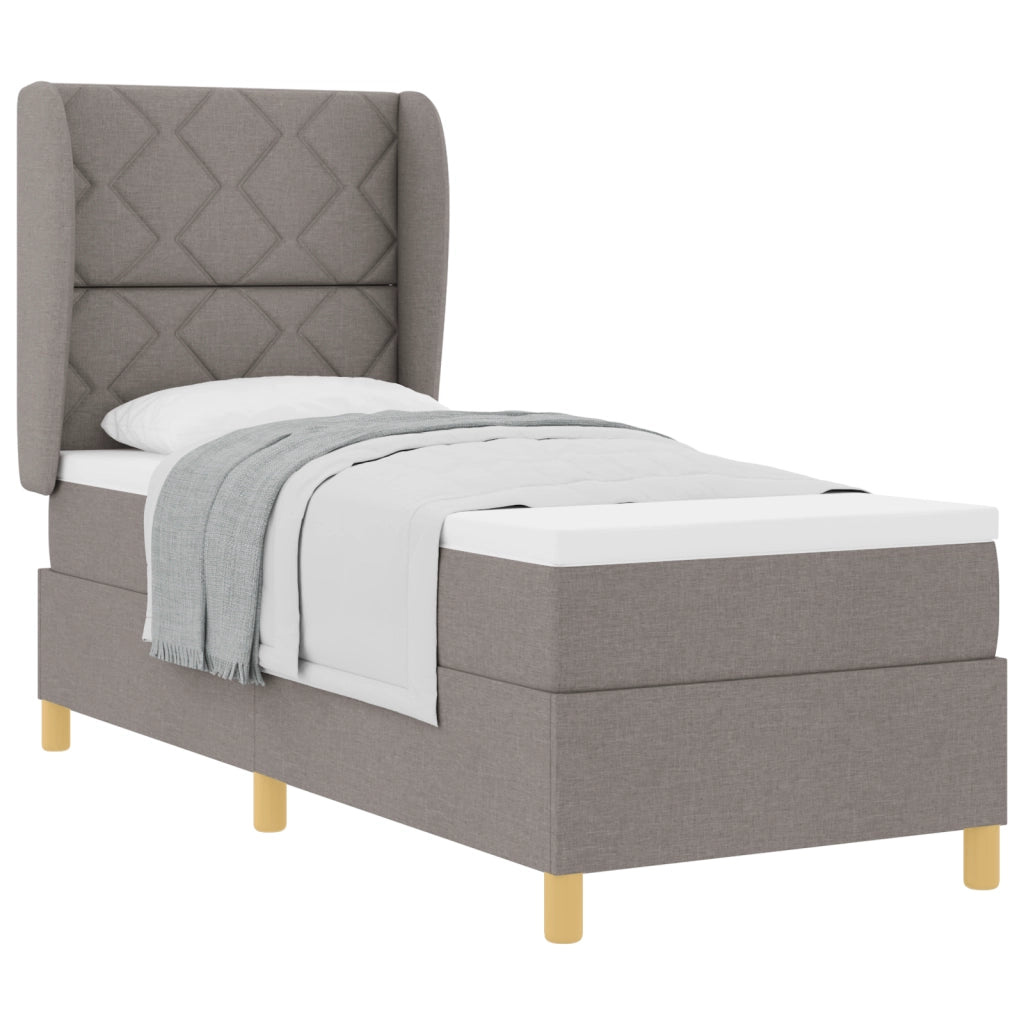 Letto Box Spring con Materasso Tortora 80x200 cm Tessuto
