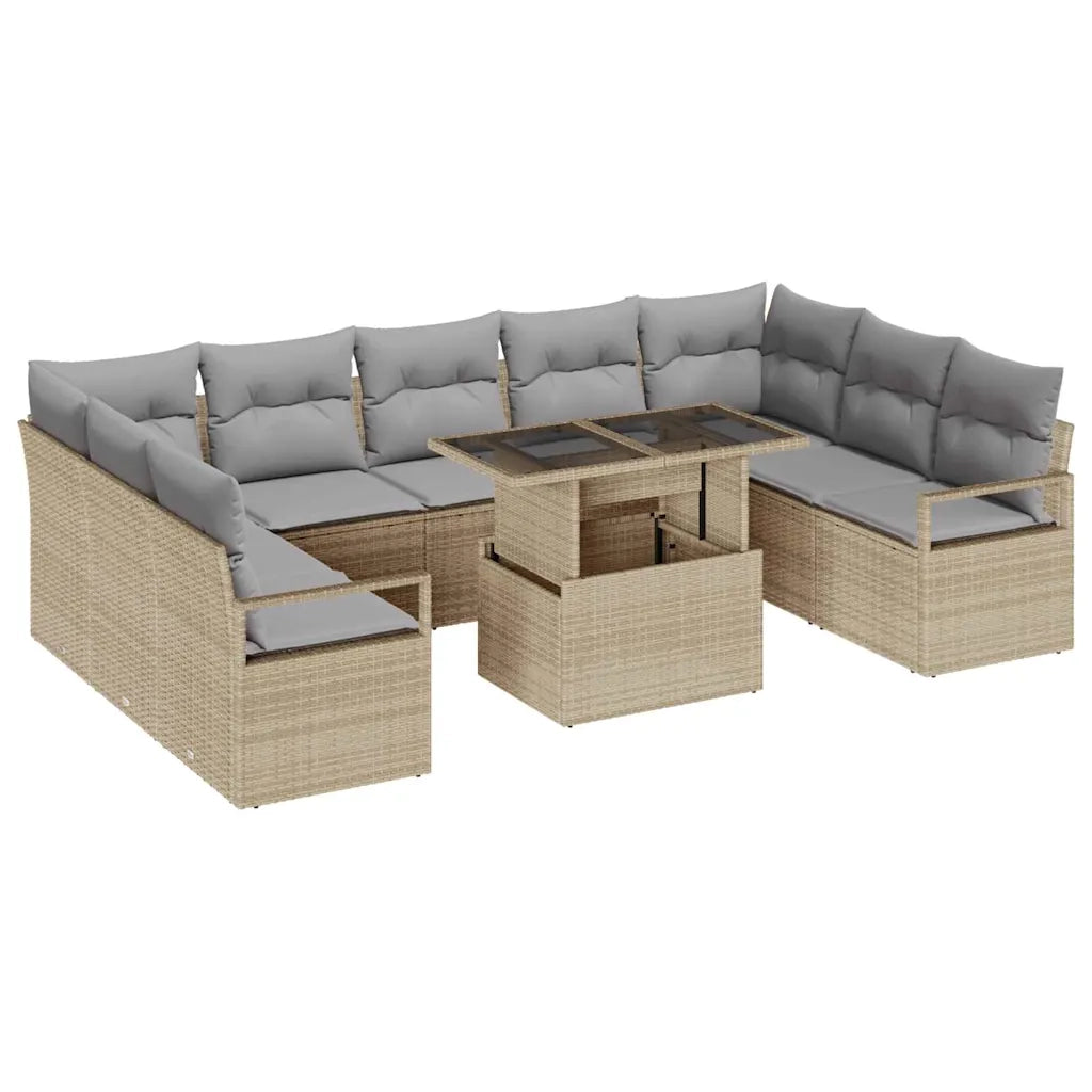 Set Divano da Giardino 10 pcs beige e grigio chiaro polyrattan 3348886