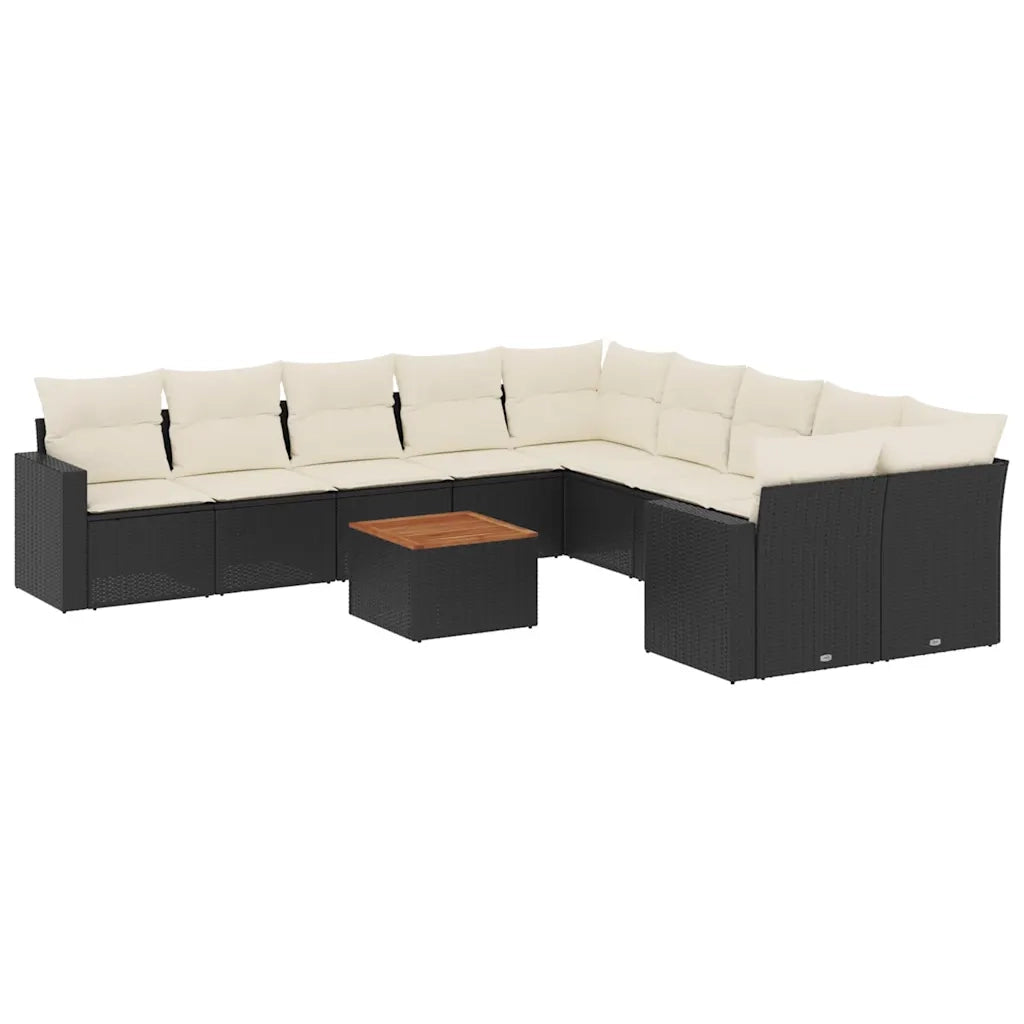 Set Divani da Giardino 11 pz con Cuscini in Polyrattan Nero 3224313