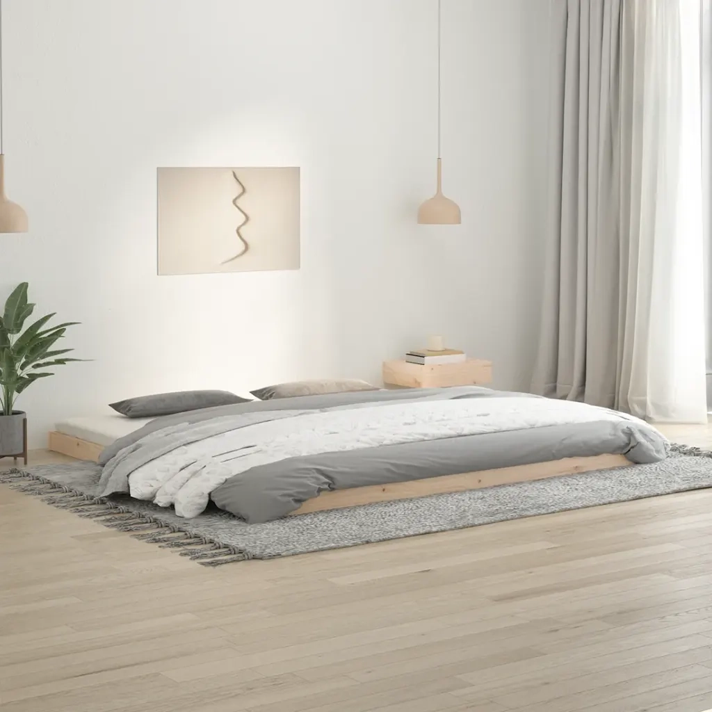 Letto matrimoniale | Letto per adulti | Giroletto senza Materasso 200x200 cm in Legno Massello di Pino