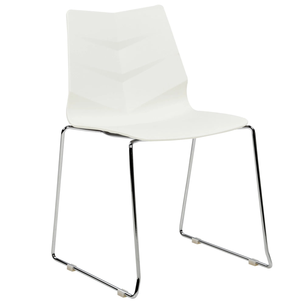 Set di 4 sedie da pranzo bianche impilabili con braccioli in plastica con gambe in acciaio Sedie da conferenza Design scandinavo moderno e contemporaneo Sedute per la sala da pranzo