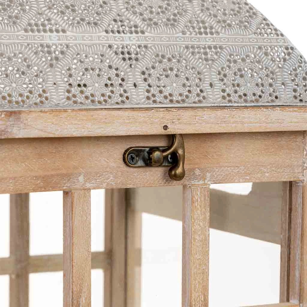 Lanterna in legno beige 23,5x23,5x69h cm