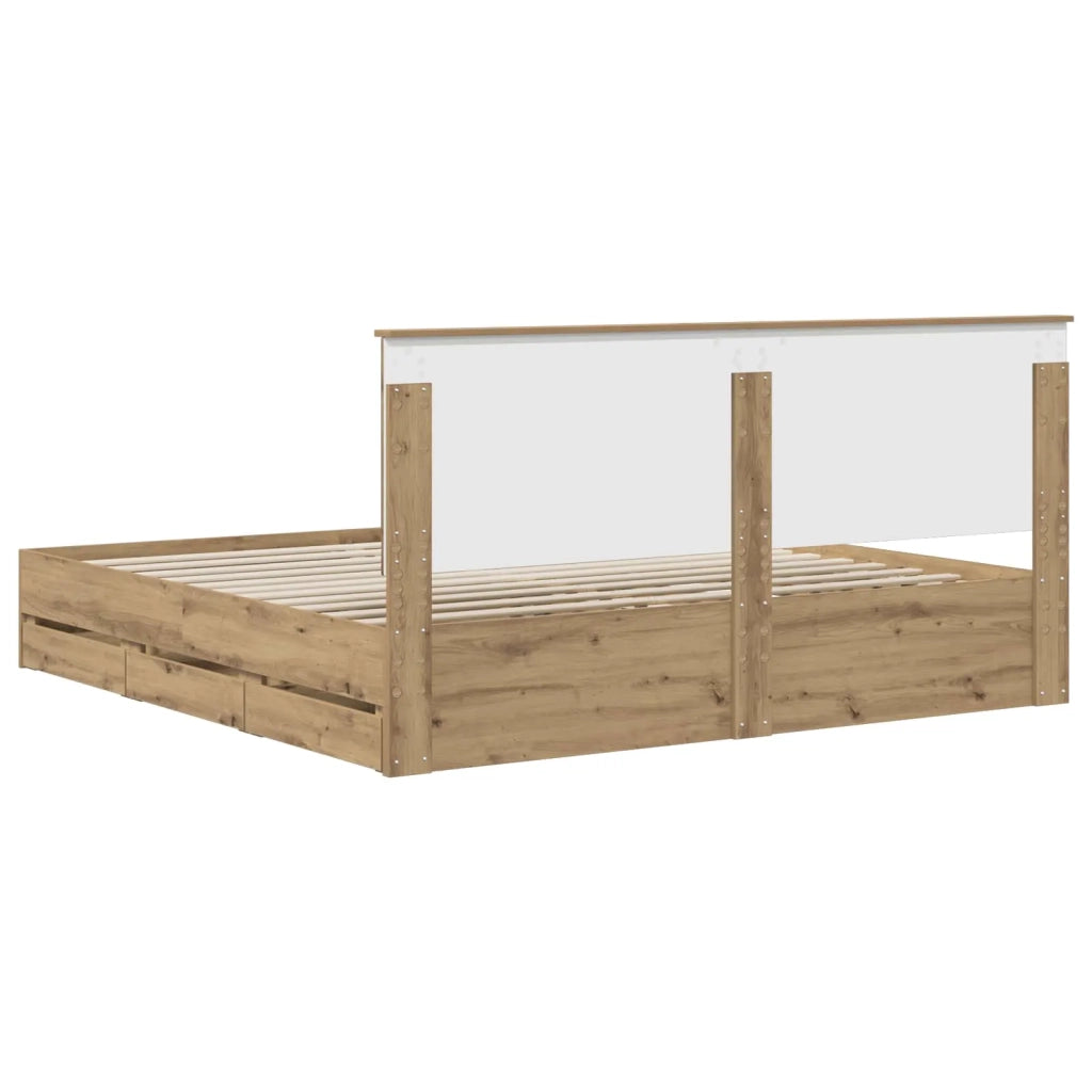 Bed Frame with Storage and Headboard Artisan Oak 180 x 200 cm 3445836