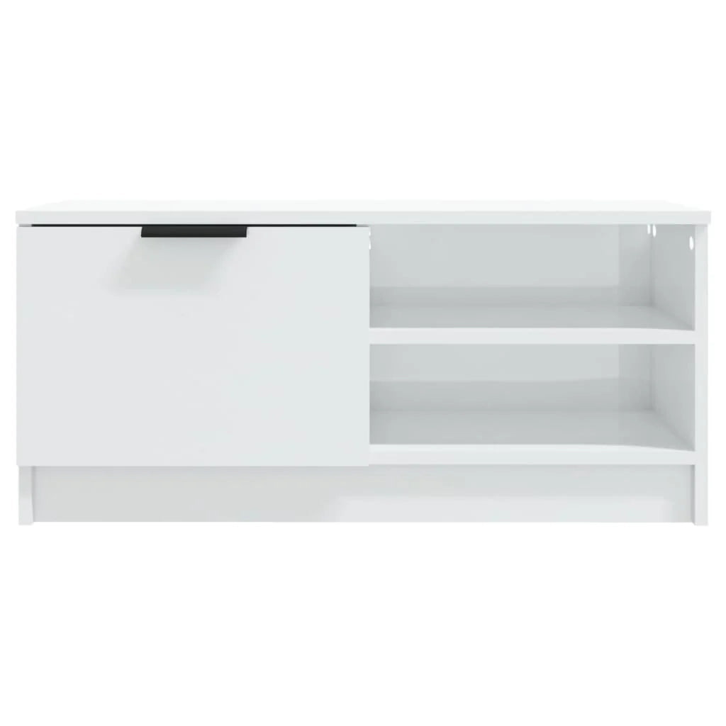 Mobile TV multimediale mensola TV credenza TV sala da pranzo soggiorno camera da letto finitura lucida 80 x 35 x 36,5 cm legno ingegnerizzato bianco 02_0027076