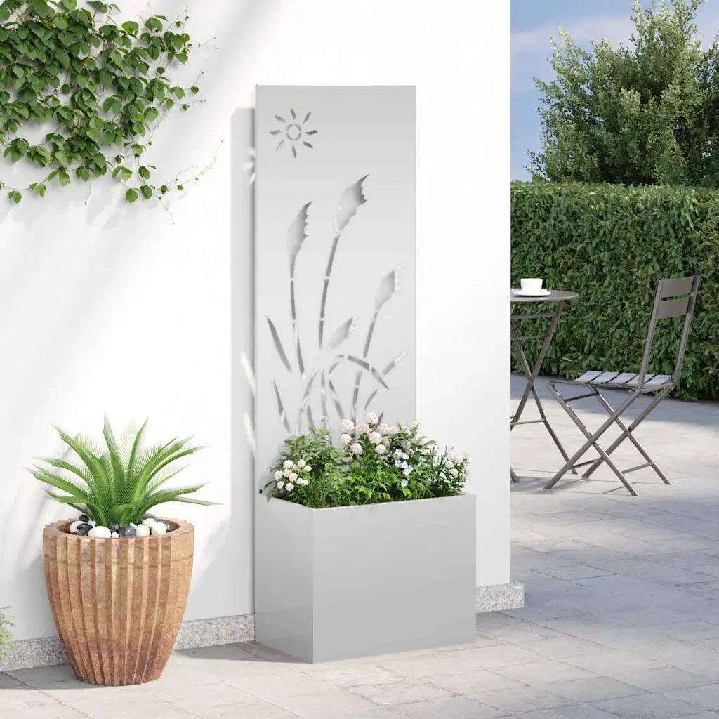 vidaXL Vaso da Giardino con Pannello Decorativo Argento 50 x 140 cm