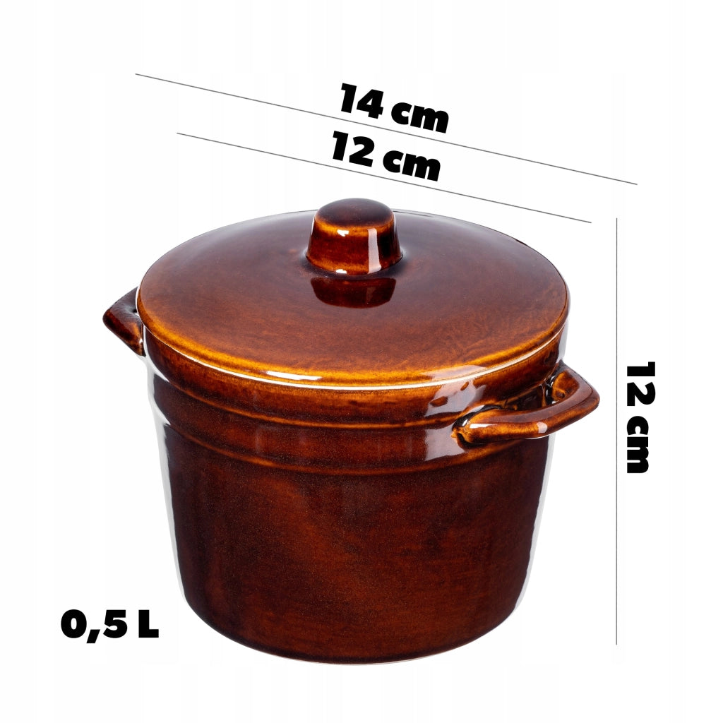 Pentola KADAX per conservare cavolo e cetrioli sott'aceto in strutto, in gres, 0,5 l, a forma di barile polacco.