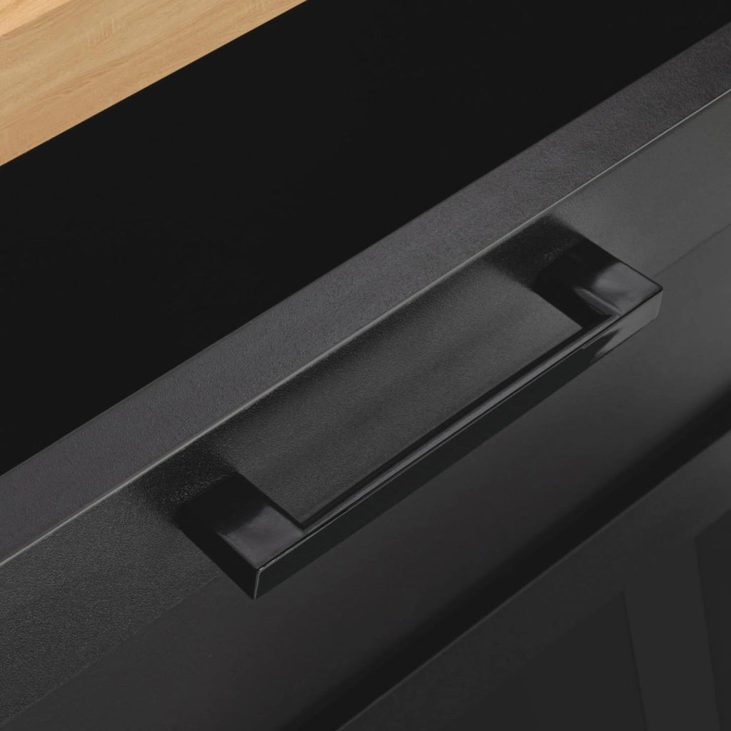 Credenza VITO 100 cm con 3 ante e 1 cassetto, nero e piano in legno