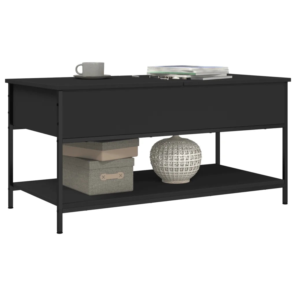 Tavolino da Salotto Nero 100x50x50cm Legno Multistrato Metallo 845346