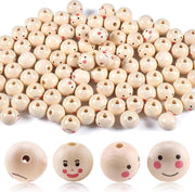 100 pezzi di perle di legno con foro e faccia - 20 mm - perle di legno naturali rotonde - attacchi per cerniera - intrecciatura - artigianato angelico - macramé - gioielli da fare da soli
