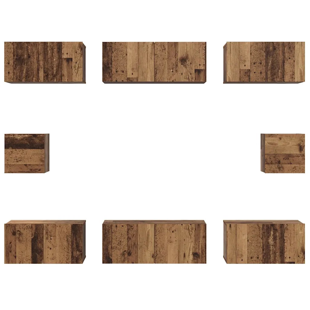 Set mobile TV 8 pz-Set di 8 Credenza per TV Legno vecchio Legno multistrato 391977