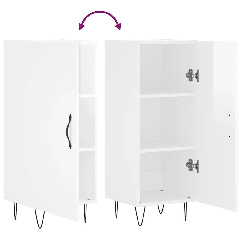 Credenza-Buffet-Armadio da cucina Bianco Lucido 34,5x34x90 cm in Legno Multistrato 318928