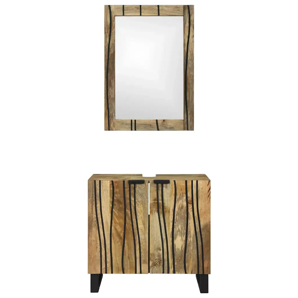 Set di Armadi da Bagno | Armadio da bagno 2 pz Naturale Legno di mango massello