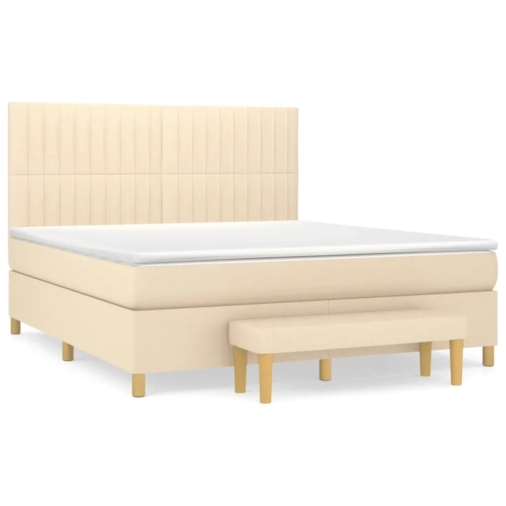 Giroletto a Molle con Materasso Crema 160x200 cm in Tessuto 3137330
