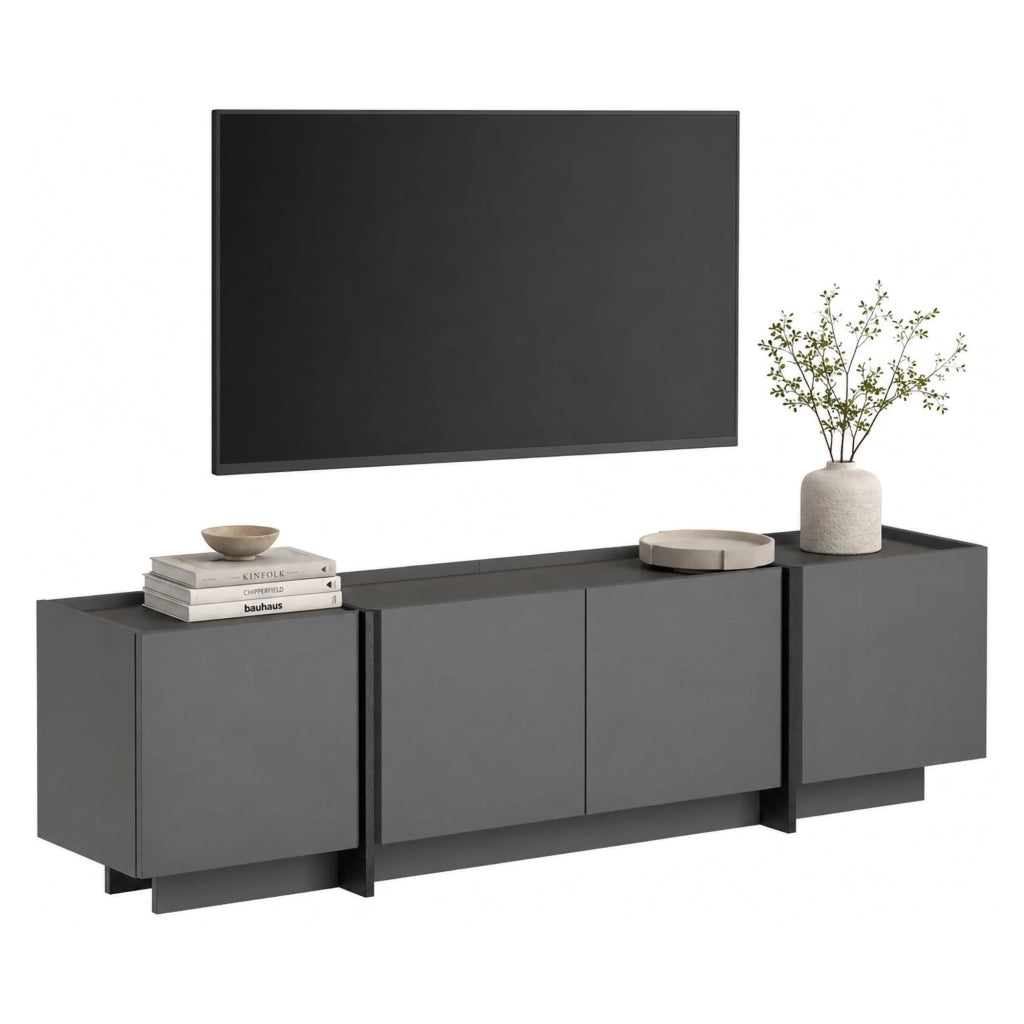 Nokarara, Mobile Porta tv Apertura a Ribalta, 180x35x46h cm Nero Antracite