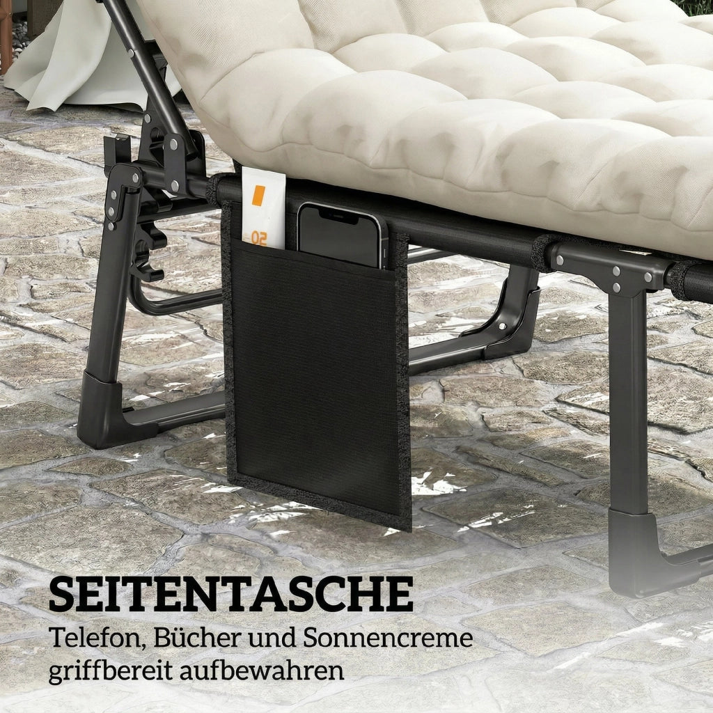 Lettino da giardino pieghevole con schienale regolabile e cuscino ¨C zephmum ¨C Grigio