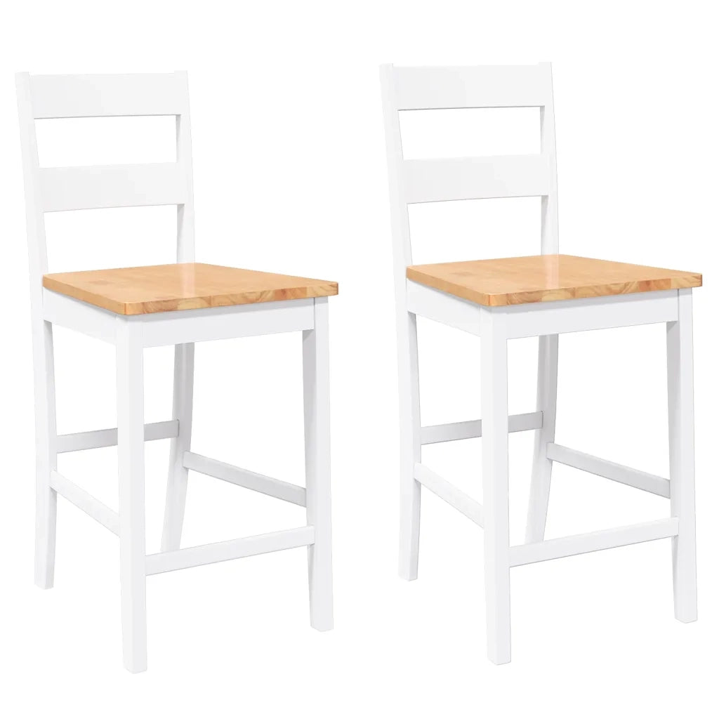 Sgabelli da Bar 2 pz Bianchi in Legno Massello di Hevea 4102560
