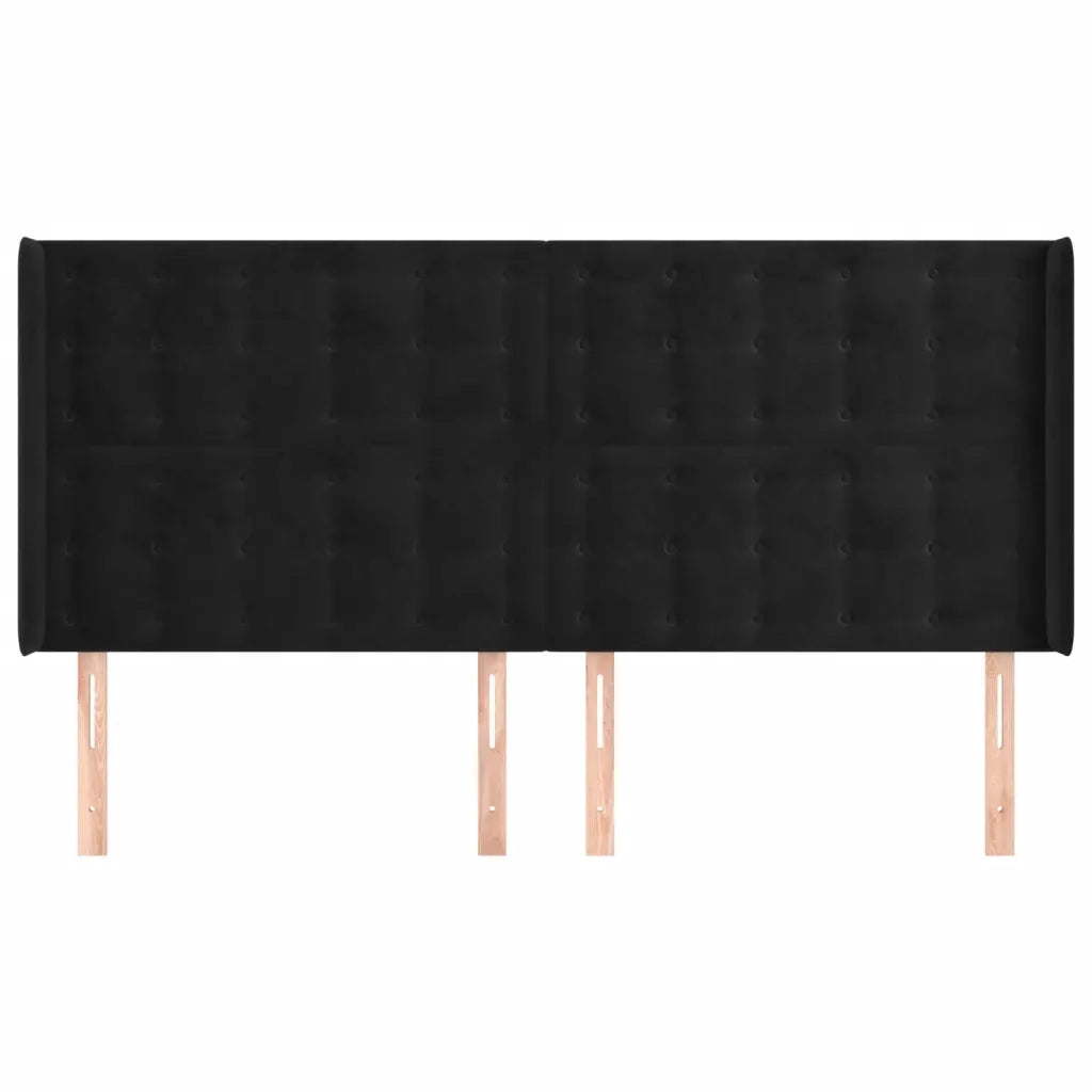 Testiera | Testata ad Orecchio Nera 163x16x118/128 cm in Velluto