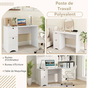 Scrivania per computer con 2 cassetti tavolo da studio compatto e postazione di lavoro per ufficio bianco