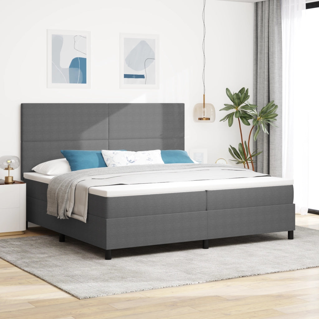 Letto a Molle con Materasso e Luce LED Grigia 200x200 cm Tessuto Vellutato