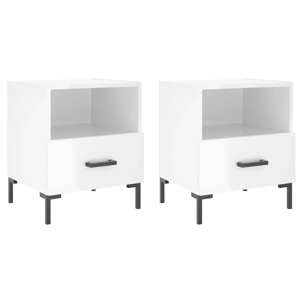 Comodini 2 pz Bianco Lucido 40x35x47,5 cm in Legno Multistrato 827441