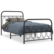 Letto singolo | Letto per adulti | Giroletto con Testiera e Pediera Metallo Nero 107x203 cm