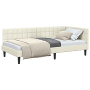 Letto singolo | Letto per adulti | Cornice del letto ad angolo Crema 90 cm x 200 cm Velluto