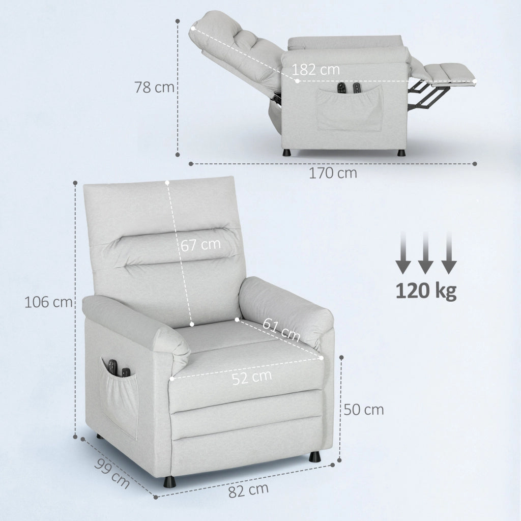 Poltrona massaggiante elettrica reclinabile ¨C zephmum ¨C grigio 82x99x106