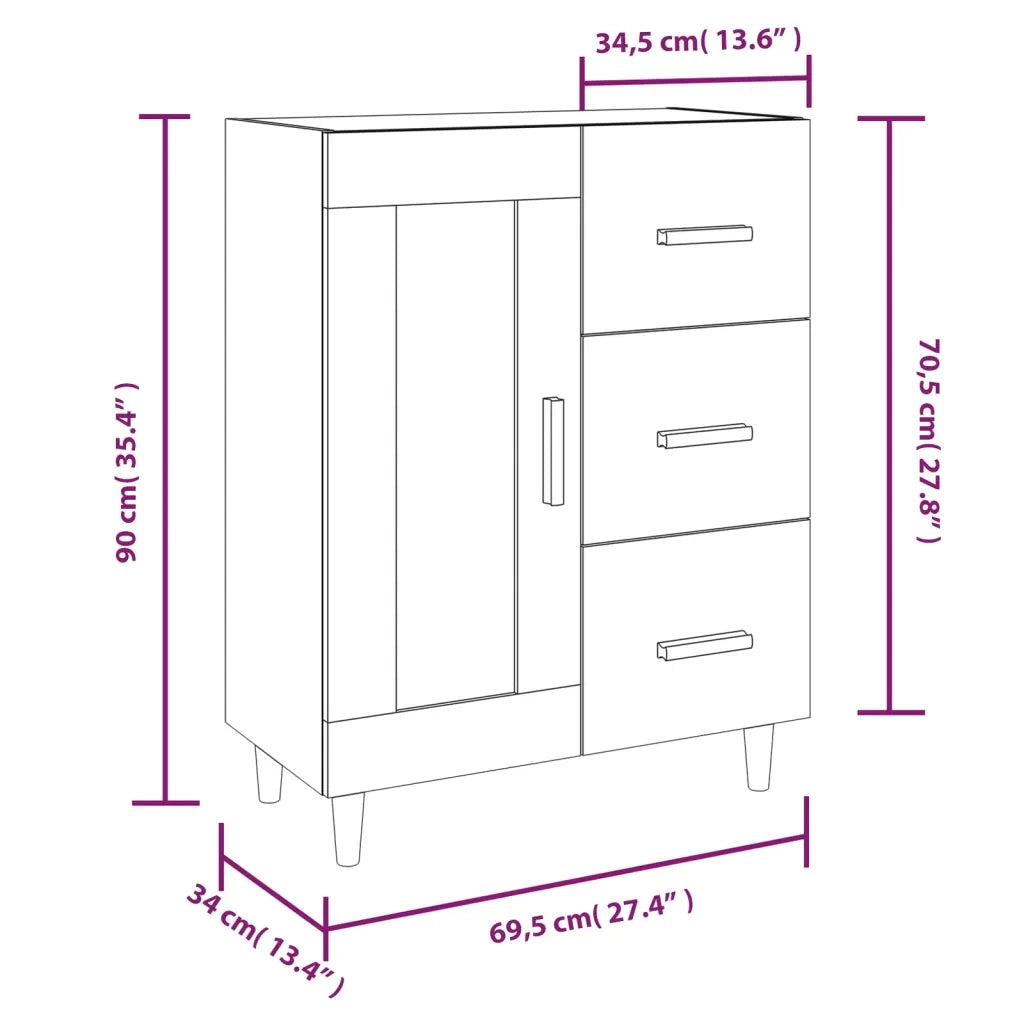 Credenza 69,5x34x90 cm in Legno Multistrato Bianco Lucido 812228