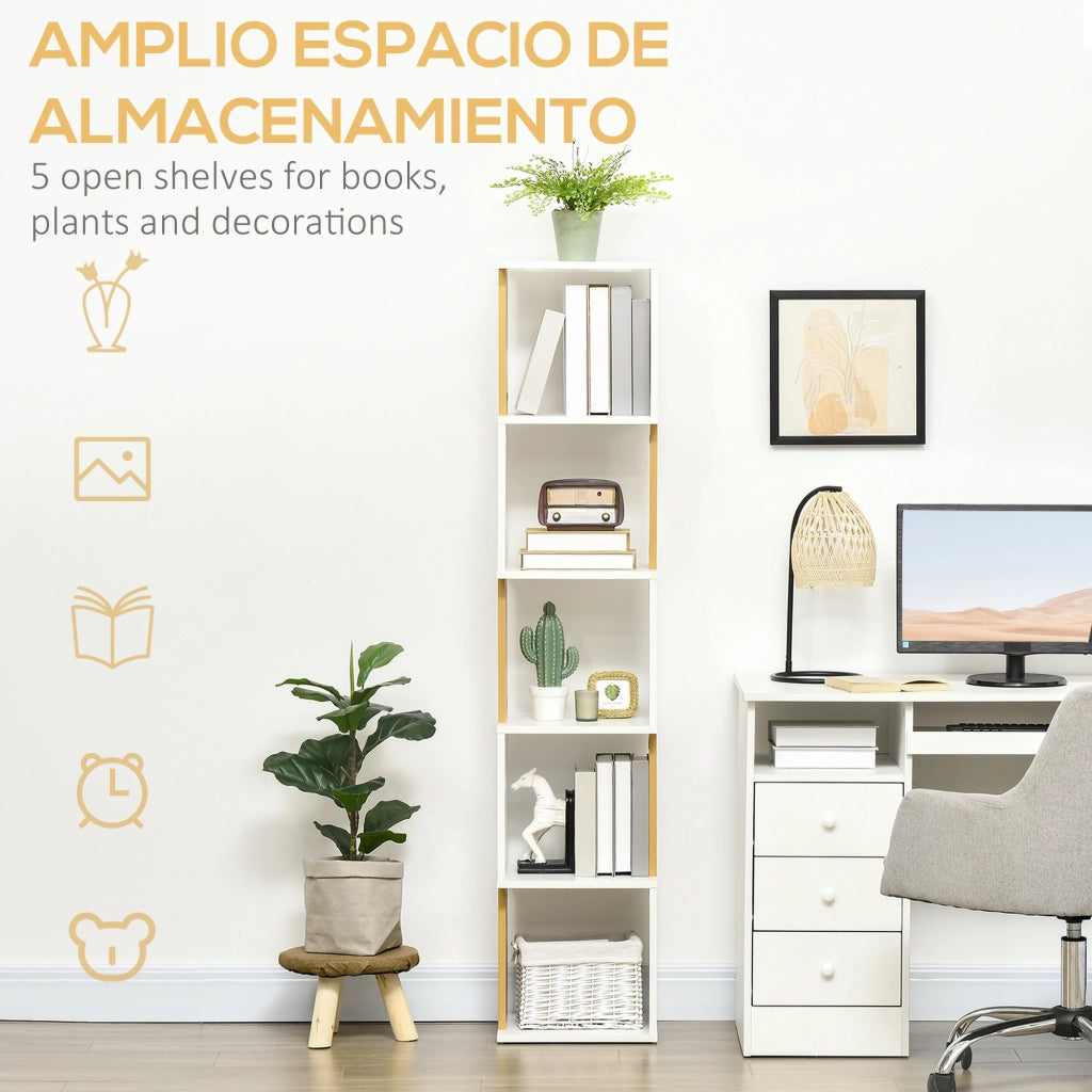Libreria a S con 5 Ripiani ¨C Xylo ¨C Legno Bianco 33x28x161 cm
