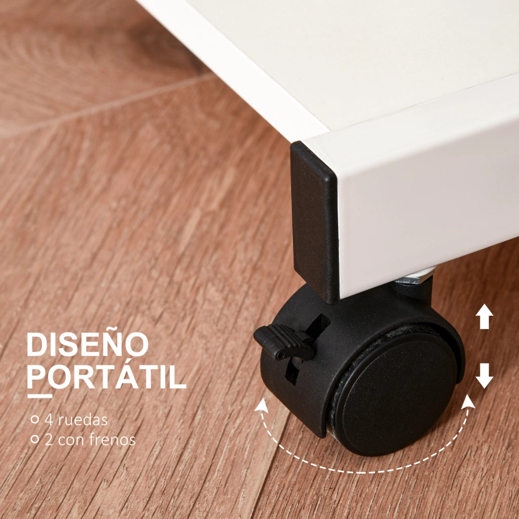 Scrivania con Ruote ¨C Zephmum ¨C Bianco Metallo 60x48 cm