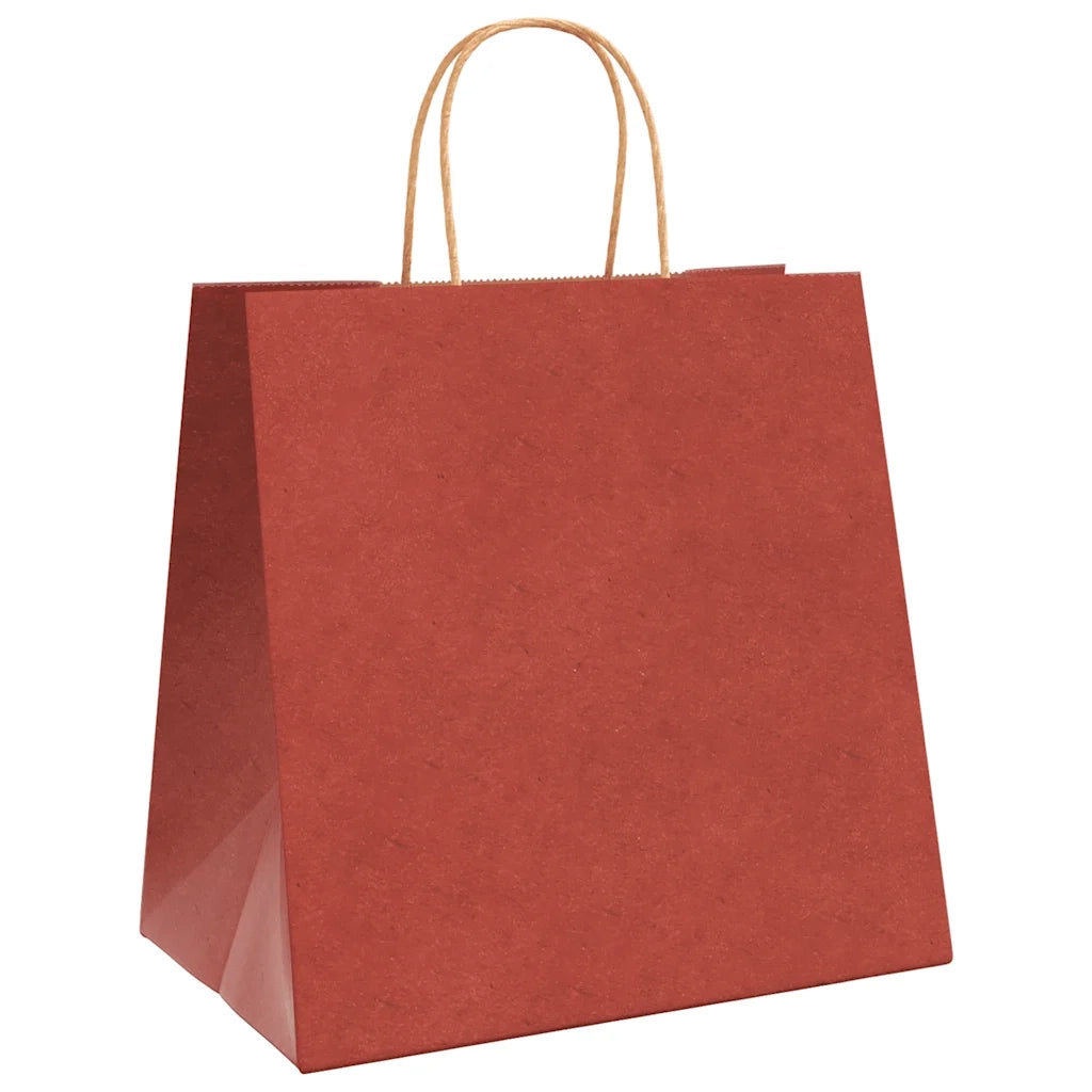 Sacchetti di Carta 250 pz con Manici Rossi 26x17x25 cm