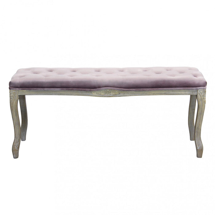 Panca Misty in Velluto Rosa 110x36x47 h cm in Legno Rosa
