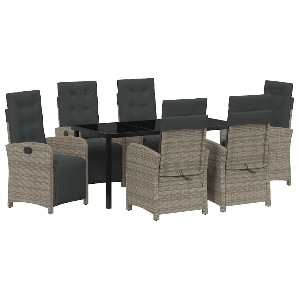 Set da Pranzo per Giardino con cuscino 7 pcs Grigio polyrattan 3380327