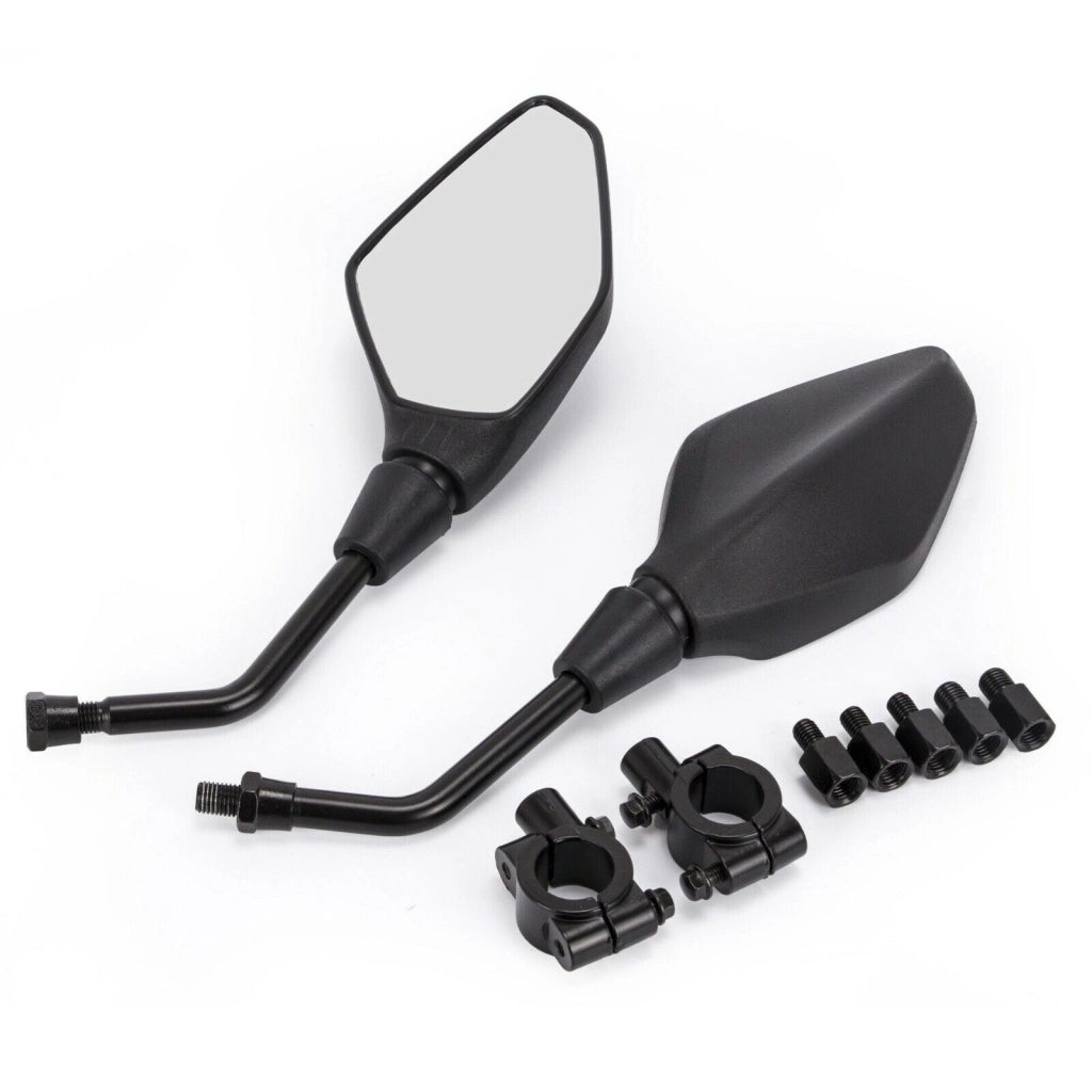 COPPIA SPECCHIETTI RETROVISORI MOTO CROSS SCOOTER CUSTOM NERO M8 / M10
