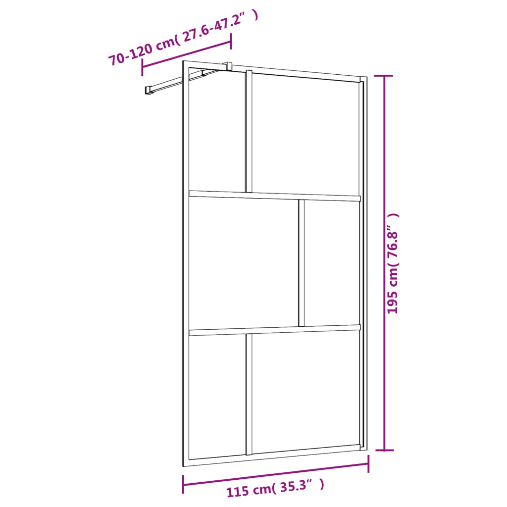 Parete per Doccia Walk-in Vetro Trasparente ESG 115x195 cm Oro 154959