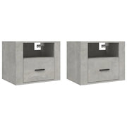 Set di 2 Comodini | Armadio da Notte | Mobiletto da notte a Muro Grigio Cemento 50x36x40 cm