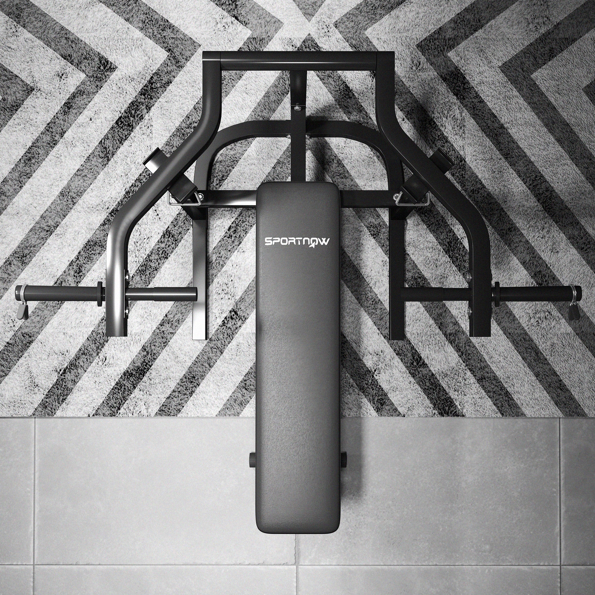 Panca per Pettorali ad Altezza Regolabile 150x150x60-85 cm in Acciaio Nero