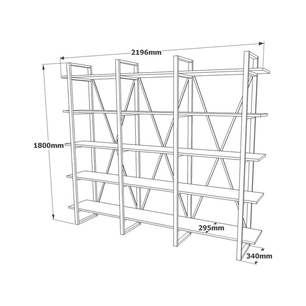 Libreria Altano, Scaffale da ufficio, Mobile portalibri, Biblioteca, 220x34h180 cm, Quercia