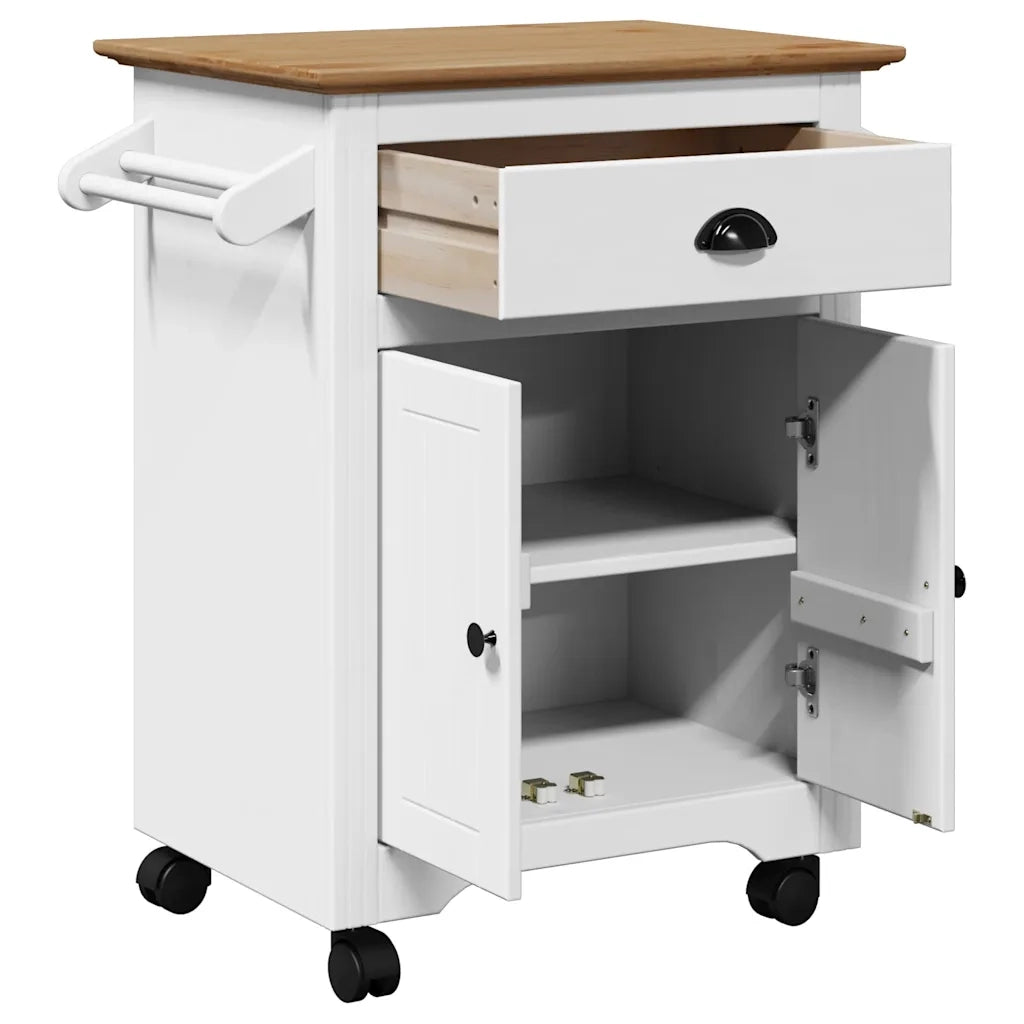 Carrello da Cucina BODO Bianco e Marrone 72x45x80 cm CFW6297705