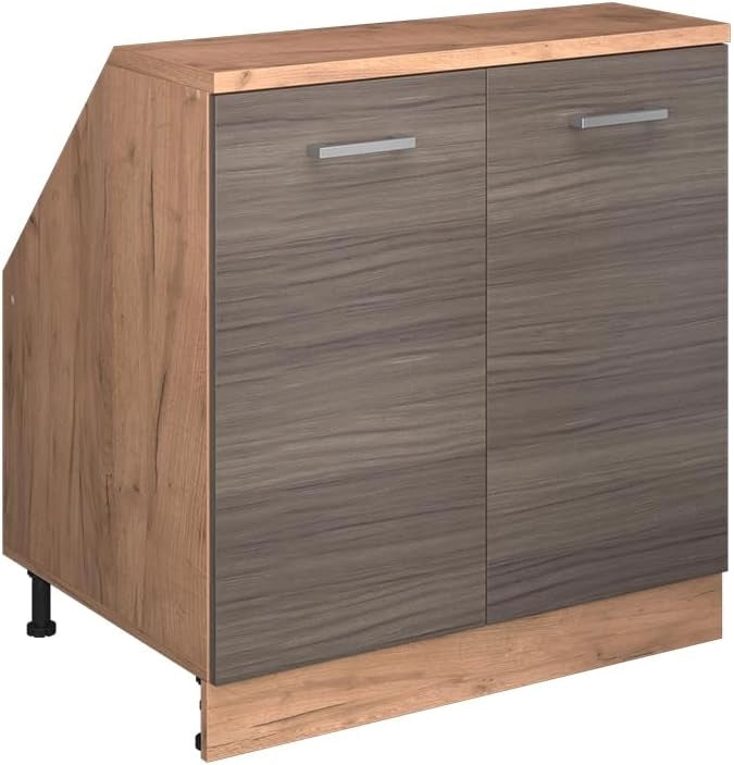 Mobile sottotetto Rion, Grigio nobile, 80 x 81.6 cm con 2 porte, carcassa 60 cm profondità, adatto per il salvaspazio sotto tetti spioventi