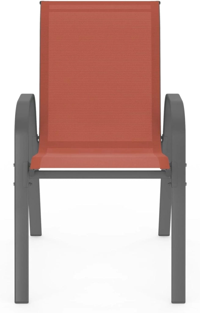 Set di 6 sedie da giardino impilabili LYMA in metallo e textilene terracotta