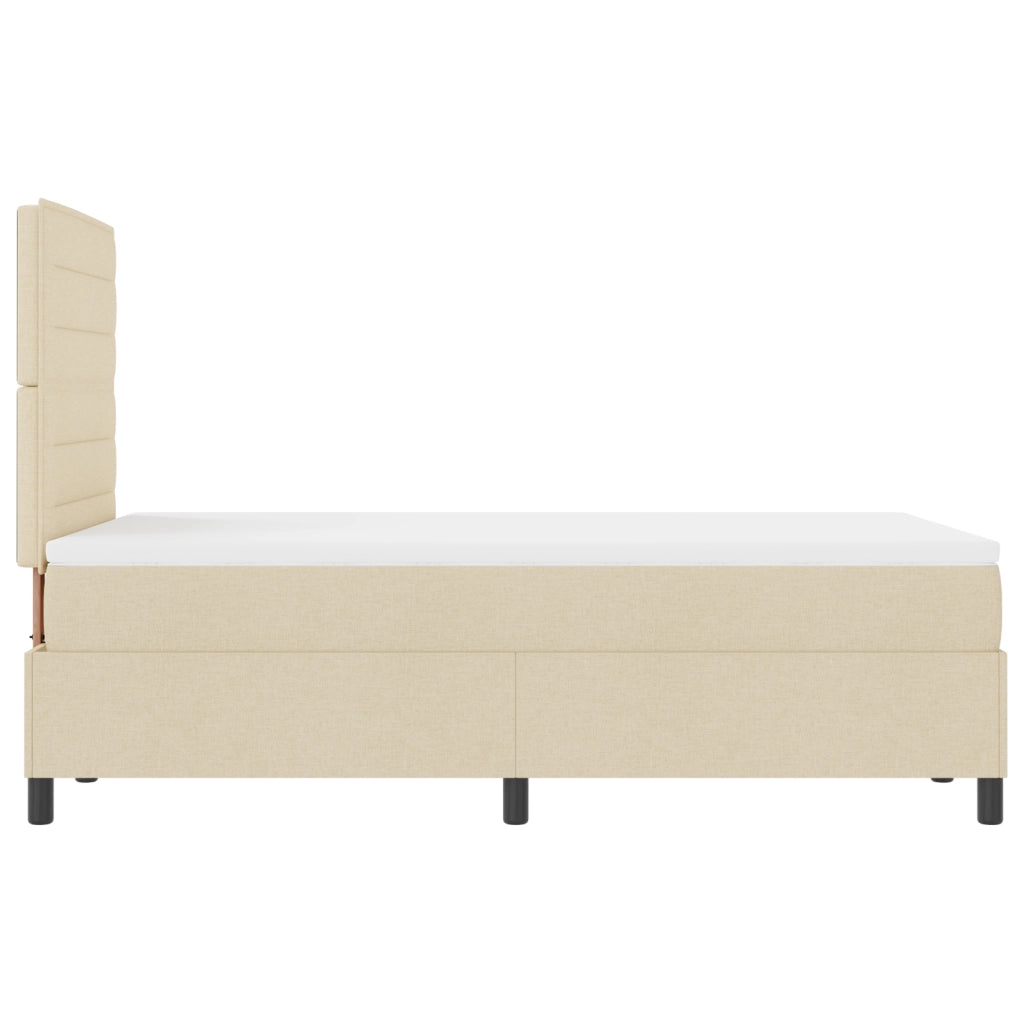 Letto a Box Spring con Materasso Crema 120x200 cm Tessuto