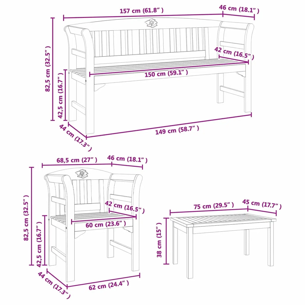 Set da giardino con divano a rosa 4 pcs 3416309