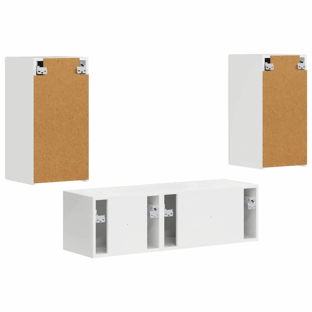 Set di Mobiletto da TV a Parete 4 pcs Bianco Lucido