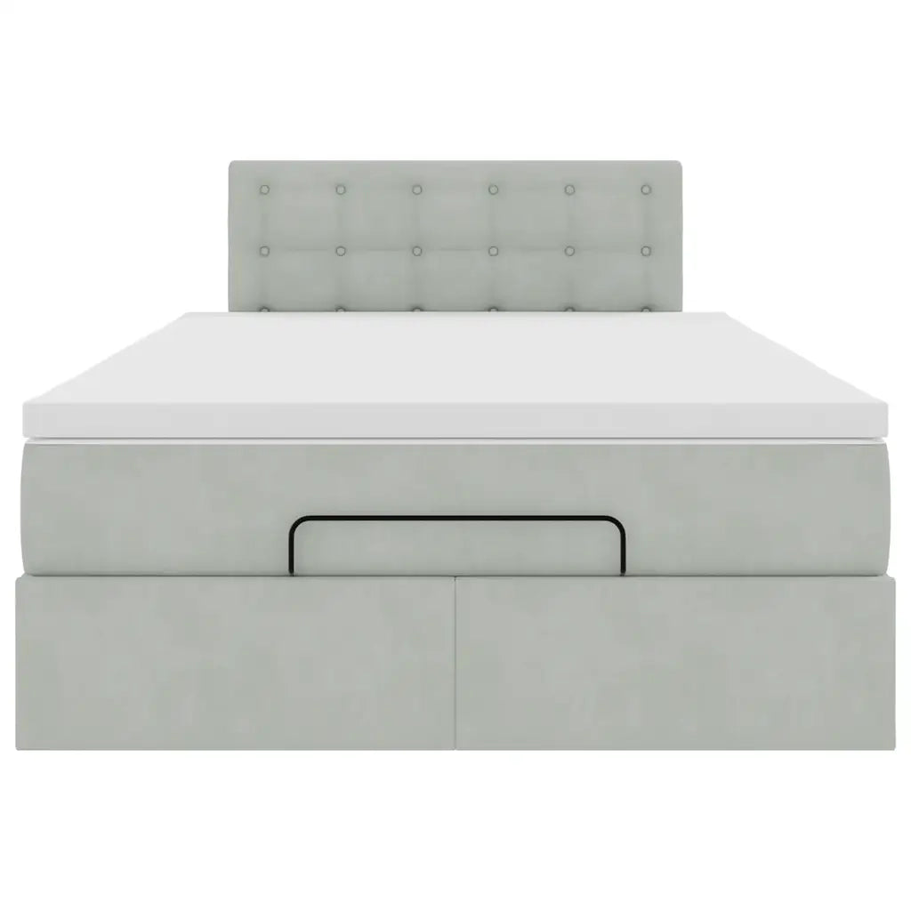 Pouf Letto con Materasso Grigio Chiaro 120x190 cm in Velluto 3311903
