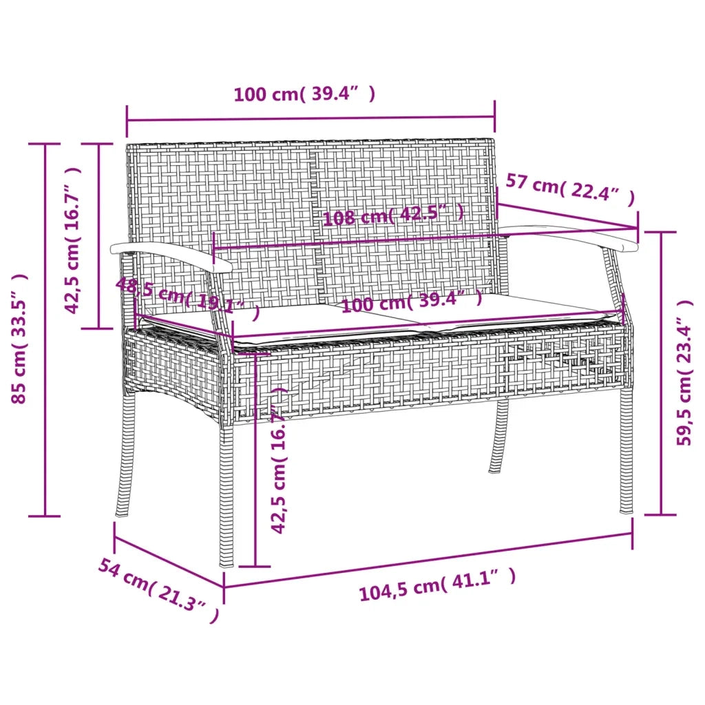 Set da Pranzo da Giardino 4 pz con Cuscini Beige in Polyrattan